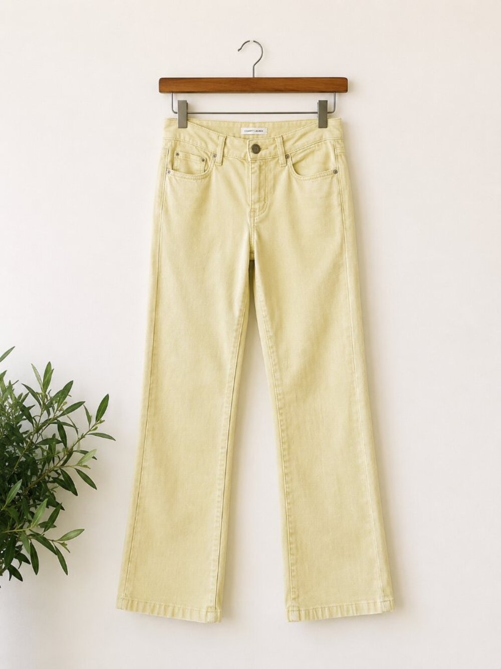 Chartreuse Stretch Bootcut Pants Size 2 Citron Green Resort Chic Elliott Lauren - Picture 4 of 6